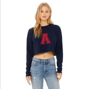 Navy Crop Sweatshirt “A” (University of Arizona)